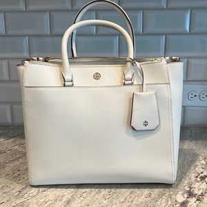 Tory Burch Robinson White Leather Purse